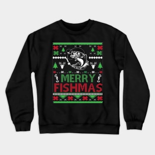 ugly christmas fishing Crewneck Sweatshirt